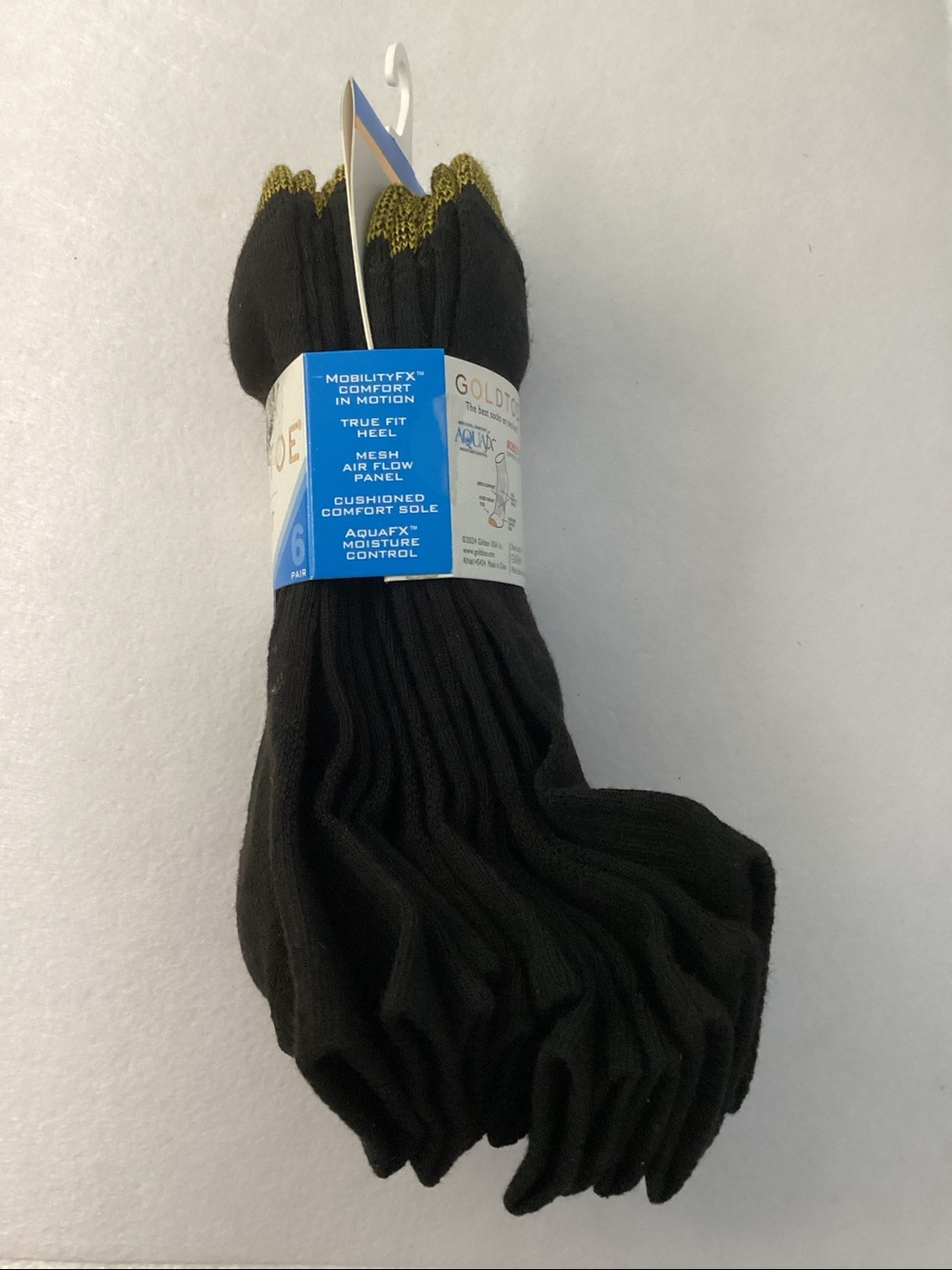 Gold Toe Sport Black Half Cushion Quarter - 6 Pairs - Picture 5 of 6